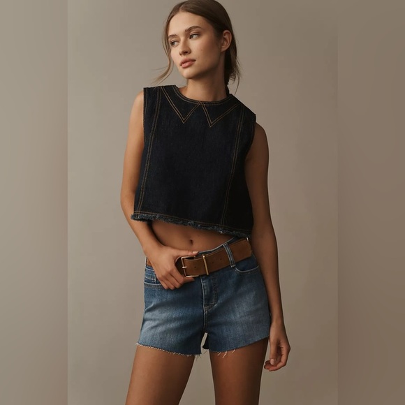 🆕 NWT Anthropologie PILCRO MID-RISE MICRO DENIM SHORTS - Picture 2 of 11